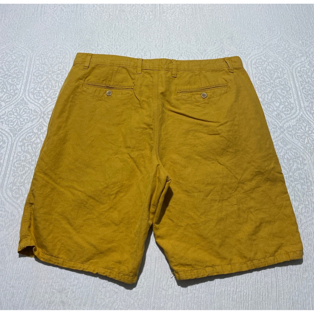 Banana Republic Aiden Short Mens 36 Mustard Yellow Herringbone Slim Chino Shorts